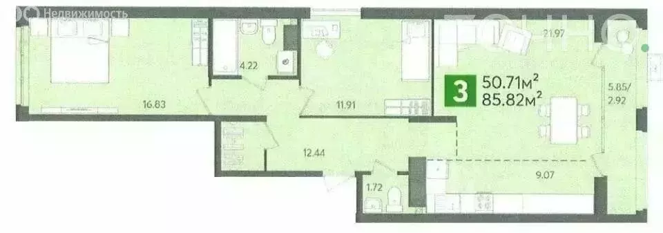 3-комнатная квартира: Пенза, улица Рахманинова, 18 (85.82 м) - Фото 0