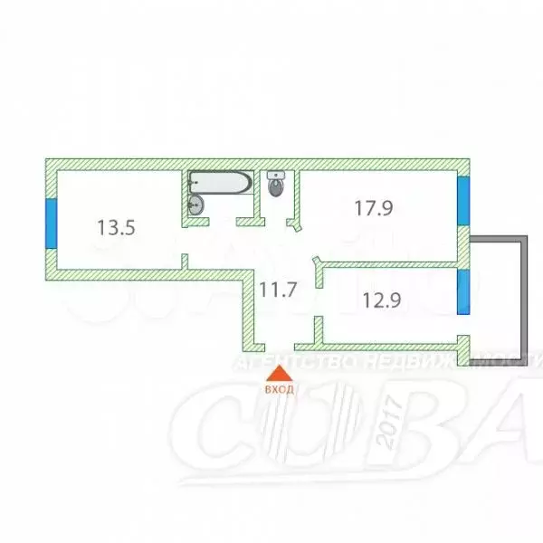 2-к. квартира, 61 м, 5/16 эт. - Фото 0