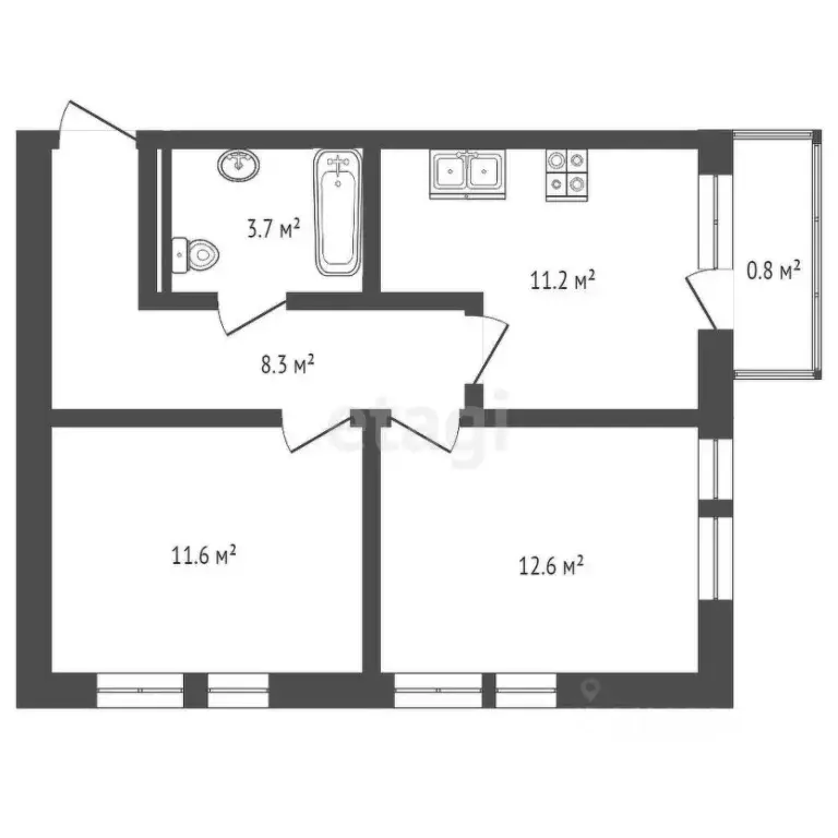 2-к кв. Краснодарский край, Новороссийск ул. Исаева, 13 (42.0 м) - Фото 1