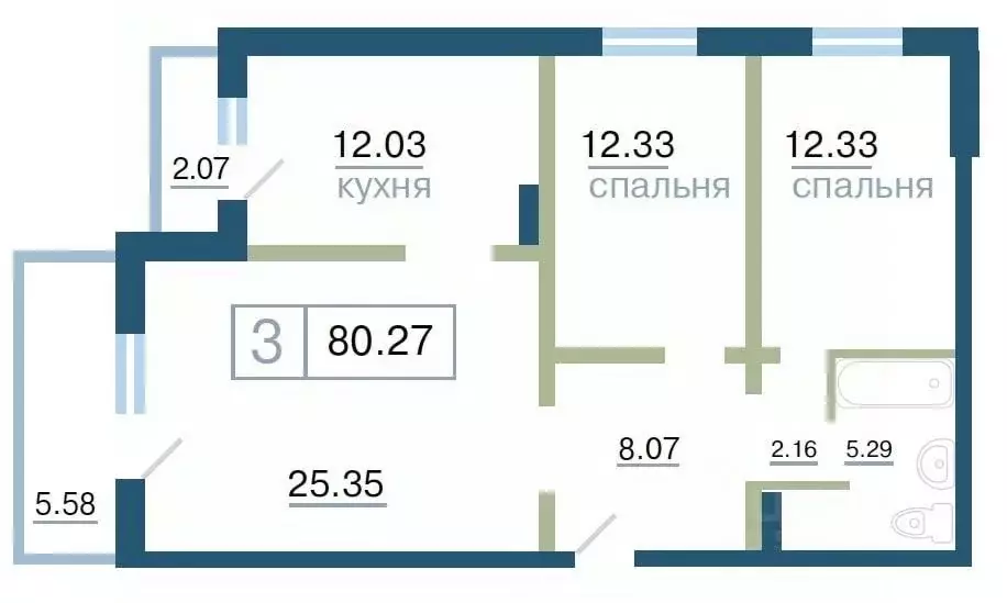 3-к кв. Красноярский край, Красноярск ул. Елены Стасовой, 48Е (80.27 ... - Фото 0