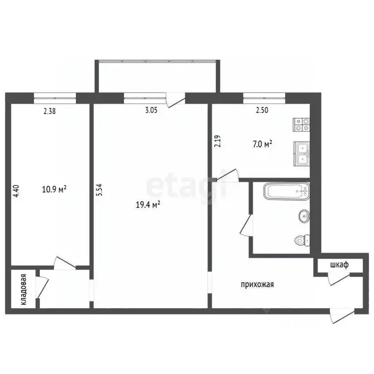 2-к кв. Челябинская область, Челябинск Трудовая ул., 29А (46.0 м) - Фото 0