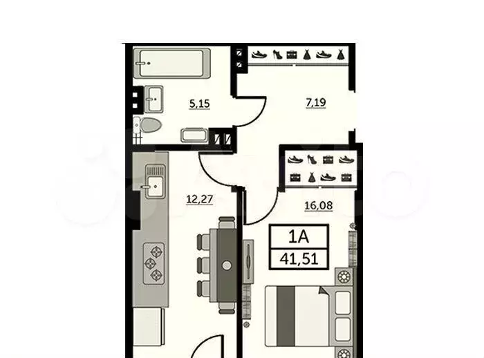 1-к. квартира, 41,5 м, 24/25 эт. - Фото 0