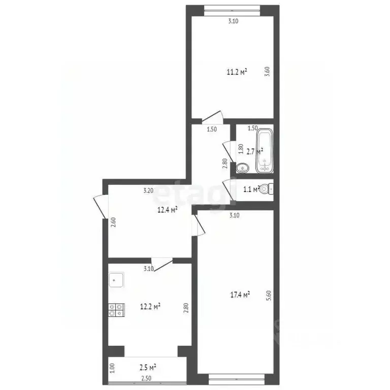 2-к кв. Тамбовская область, Мичуринск Новая ул., 11 (57.0 м) - Фото 1