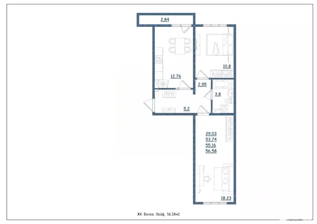 2-к кв. Тверская область, Тверь Новочеркасская ул., 49 (56.58 м) - Фото 2