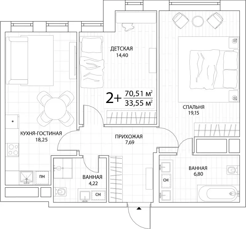 2-комнатная квартира: Москва, Береговой проезд, 3 (71.3 м) - Фото 1