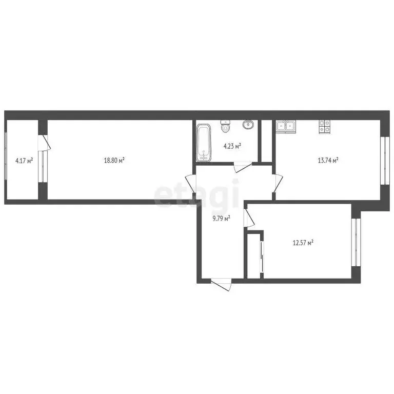 2-комнатная квартира: Нальчик, улица Мовсисяна, 6 (63.3 м) - Фото 0
