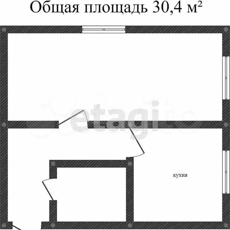 1-к. квартира, 30,4 м, 5/5 эт. - Фото 0