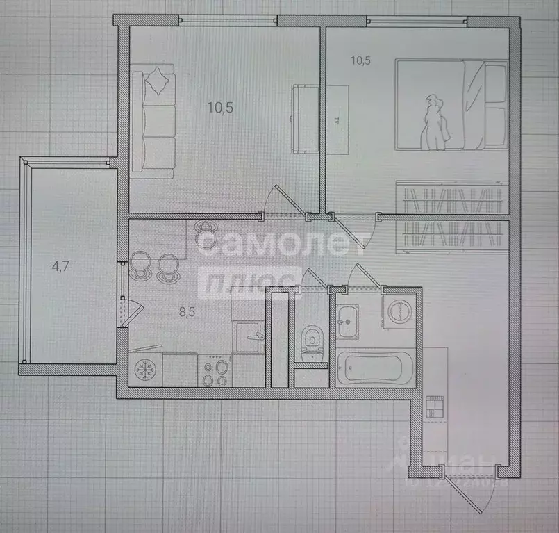 2-к кв. Московская область, Одинцово ул. Белорусская, 3 (43.3 м) - Фото 2