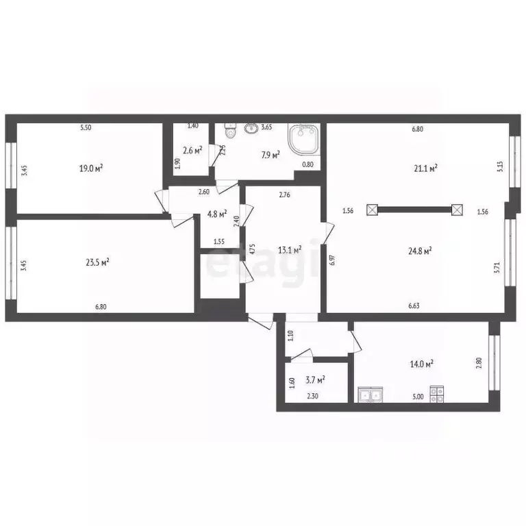 4-к кв. Кемеровская область, Кемерово бул. Строителей, 28/1 (139.9 м) - Фото 1