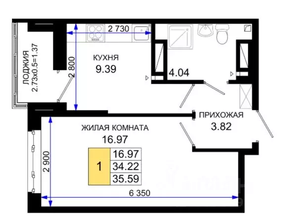 1-к кв. Ростовская область, Ростов-на-Дону Нефтекачка кв-л, Октябрь ... - Фото 0