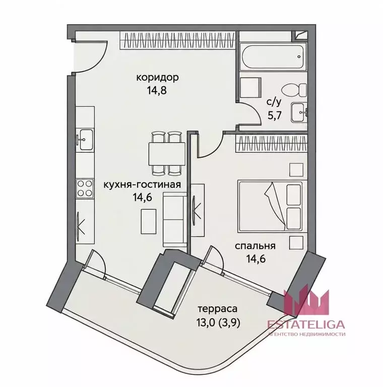 1-комнатная квартира: Москва, улица Крузенштерна, 4 (53.6 м) - Фото 1