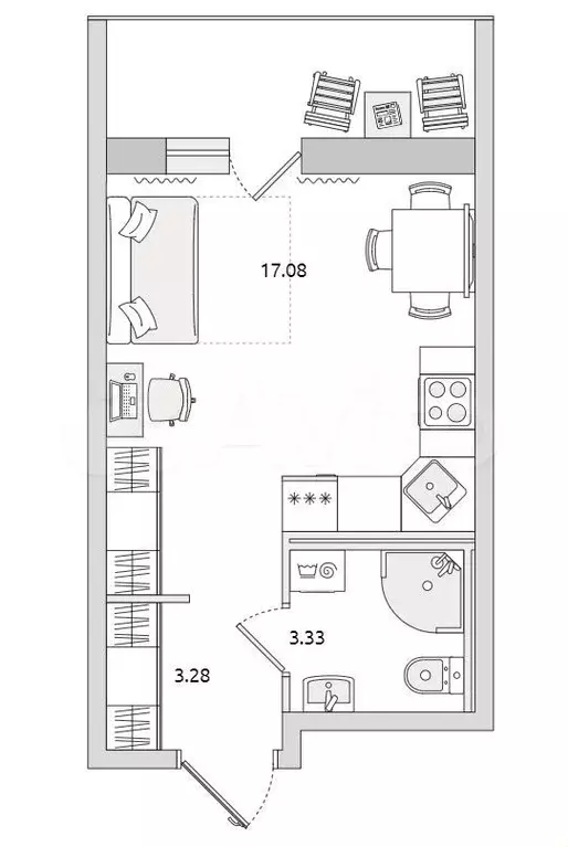 Квартира-студия, 28 м, 3/23 эт. - Фото 0