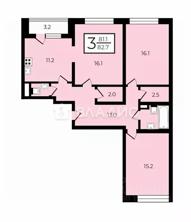 3-к кв. Московская область, Люберцы ул. Рождественская, 6 (82.7 м) - Фото 2