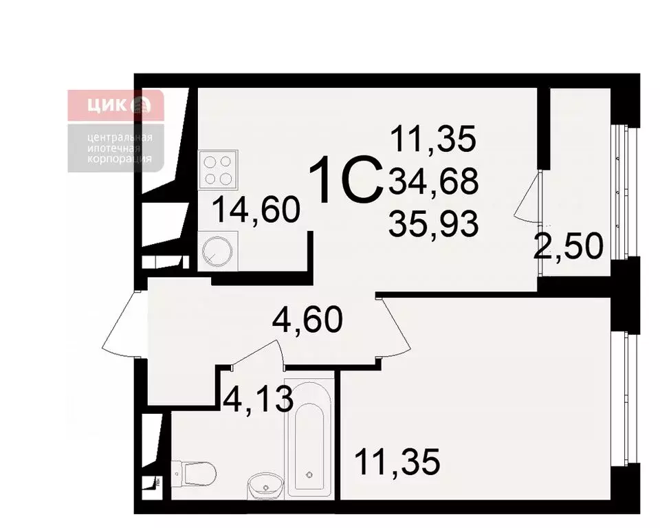 1-комнатная квартира: Рязань, улица Чкалова, 23к1 (35.93 м) - Фото 1