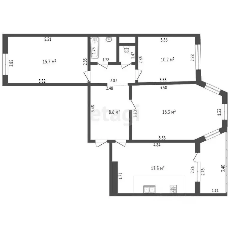 3-к кв. Орловская область, Орел ул. Картукова, 10 (74.0 м) - Фото 1