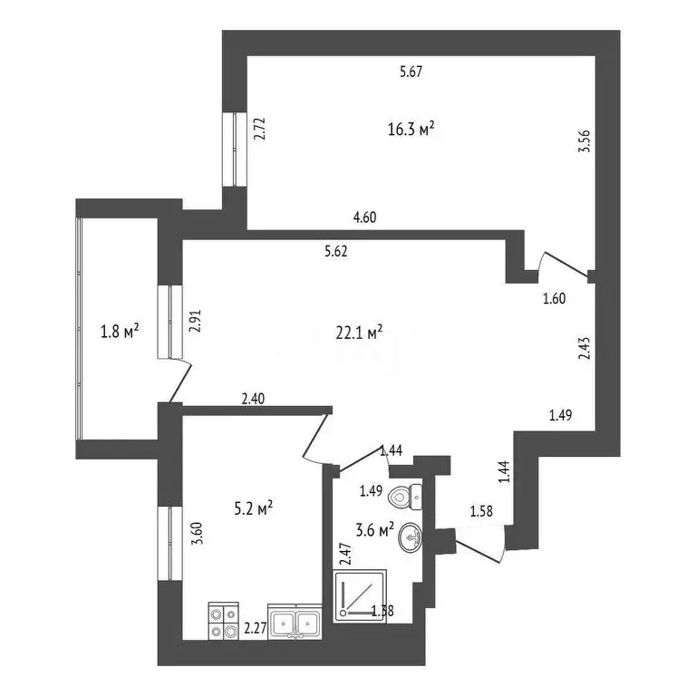 2-комнатная квартира: Евпатория, проспект Победы, 63 (64.6 м) - Фото 0