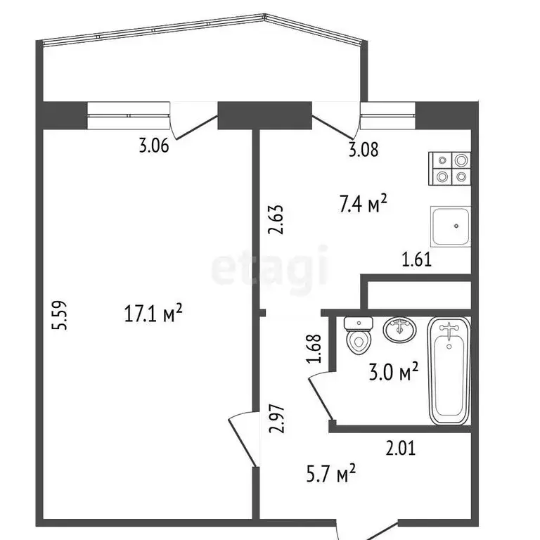 1-комнатная квартира: Ленинское, улица Ленина, 58 (33.2 м) - Фото 1