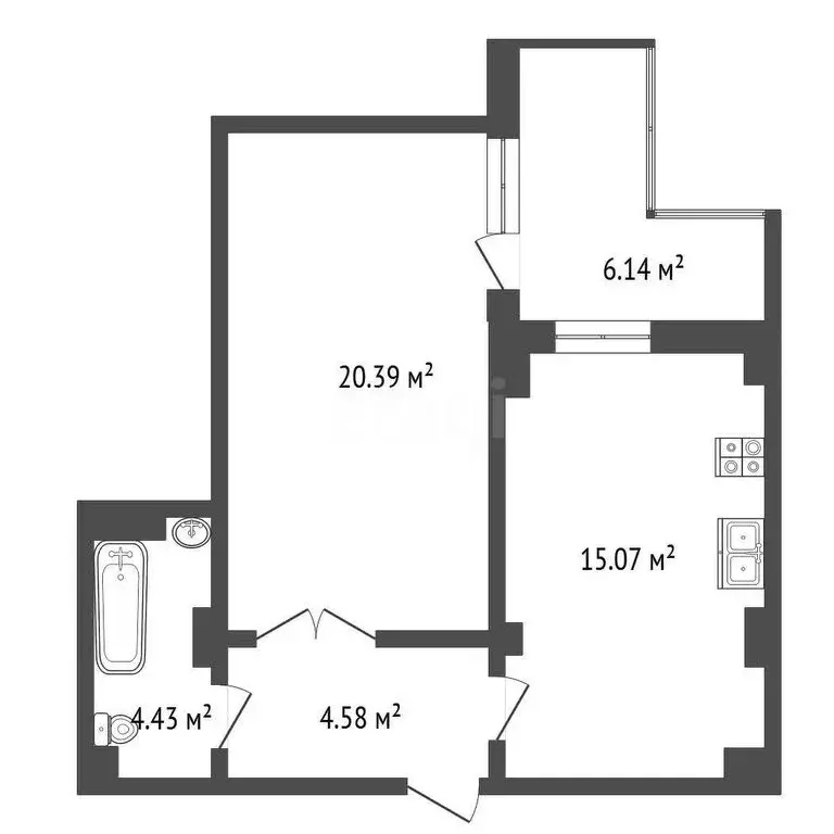 1-комнатная квартира: Курск, 2-я Агрегатная улица, 57А (50.64 м) - Фото 2