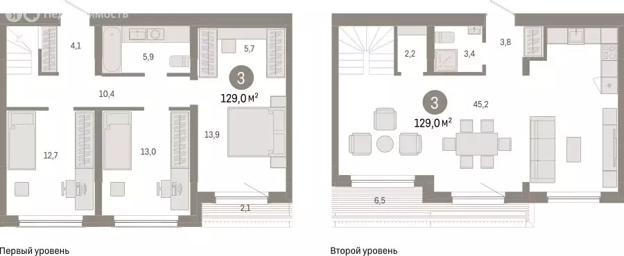 3-комнатная квартира: Новосибирск, Большевистская улица, с49 (128.97 ... - Фото 1