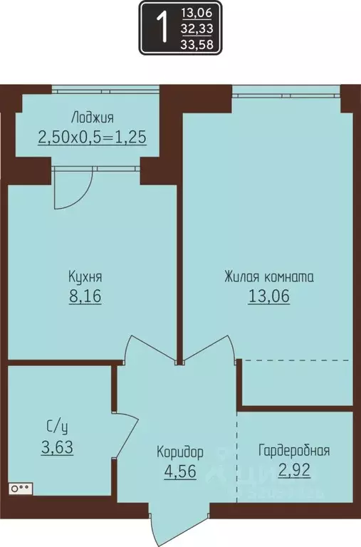 1-к кв. Пермский край, Пермь ул. Писарева, 8 (33.58 м) - Фото 1