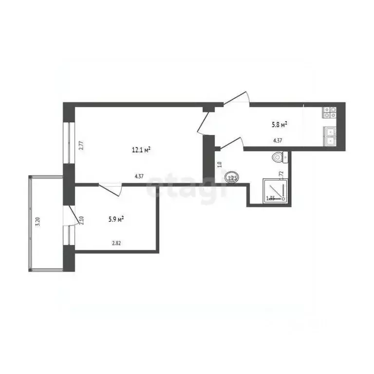 2-к кв. Краснодарский край, Геленджик ул. Орджоникидзе, 35 (27.4 м) - Фото 2