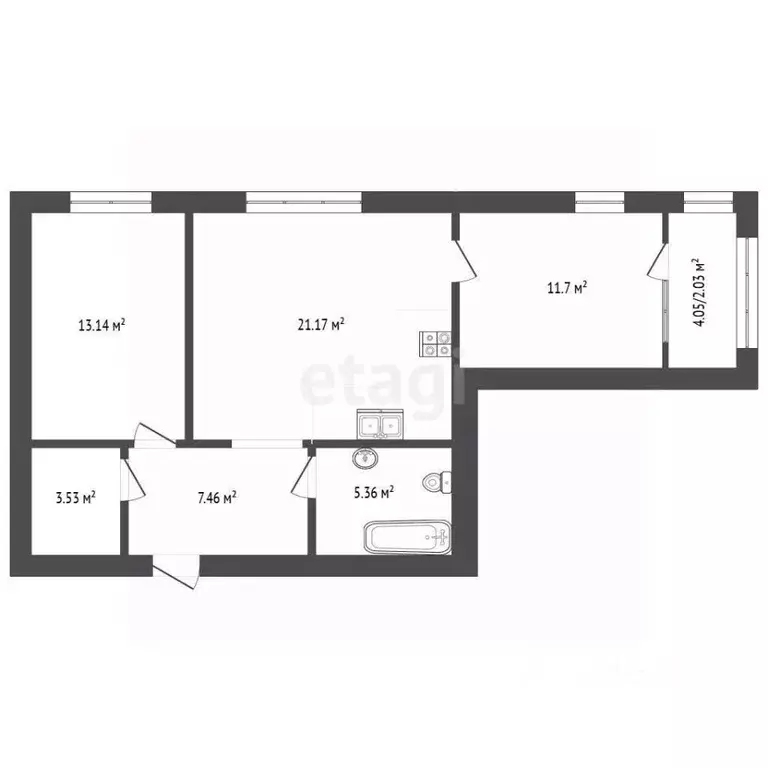 2-к кв. Ямало-Ненецкий АО, Новый Уренгой Славянский мкр, 2 (66.27 м) - Фото 2