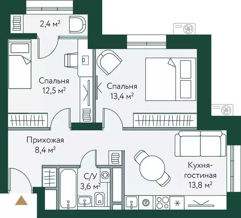 2-к кв. Волгоградская область, Волгоград Новосибирская ул., 74 (54.1 ... - Фото 0