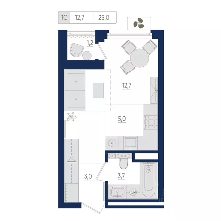 1-к кв. Башкортостан, Уфа ул. Евгения Столярова, 13 (25.0 м) - Фото 1