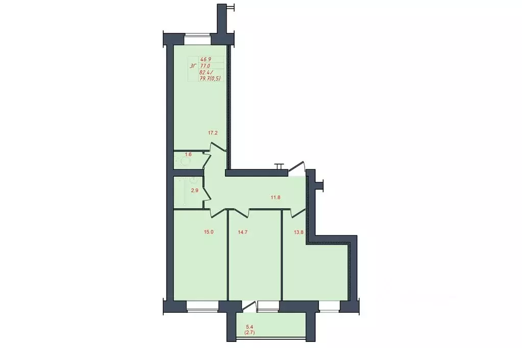 3-к кв. Вологодская область, Вологда Архангельская ул., 2 (79.7 м) - Фото 1