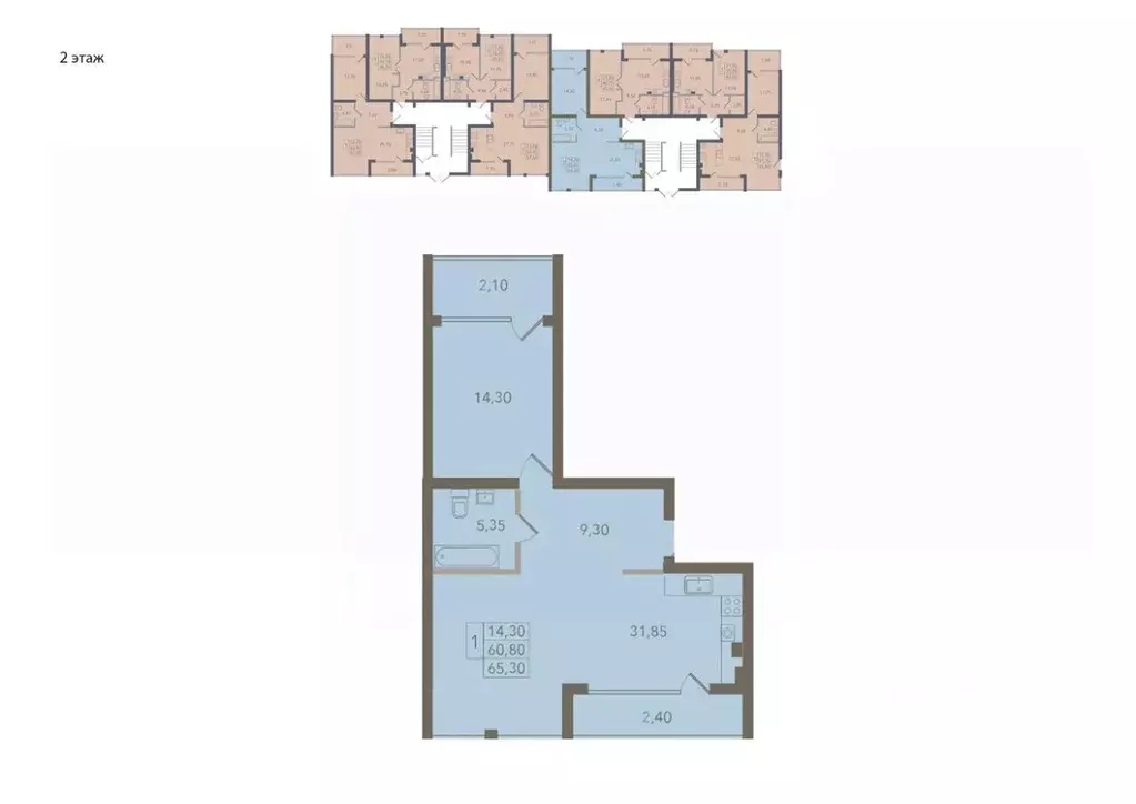 2-к кв. Калининградская область, Светлогорский городской округ, пос. ... - Фото 1