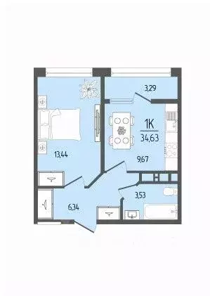 1-к кв. Адыгея, Тахтамукайский район, Старобжегокайское с/пос, Новая ... - Фото 1