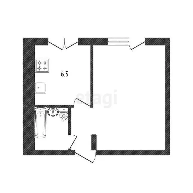 1-комнатная квартира: Белгород, улица Попова, 12 (29.7 м) - Фото 1