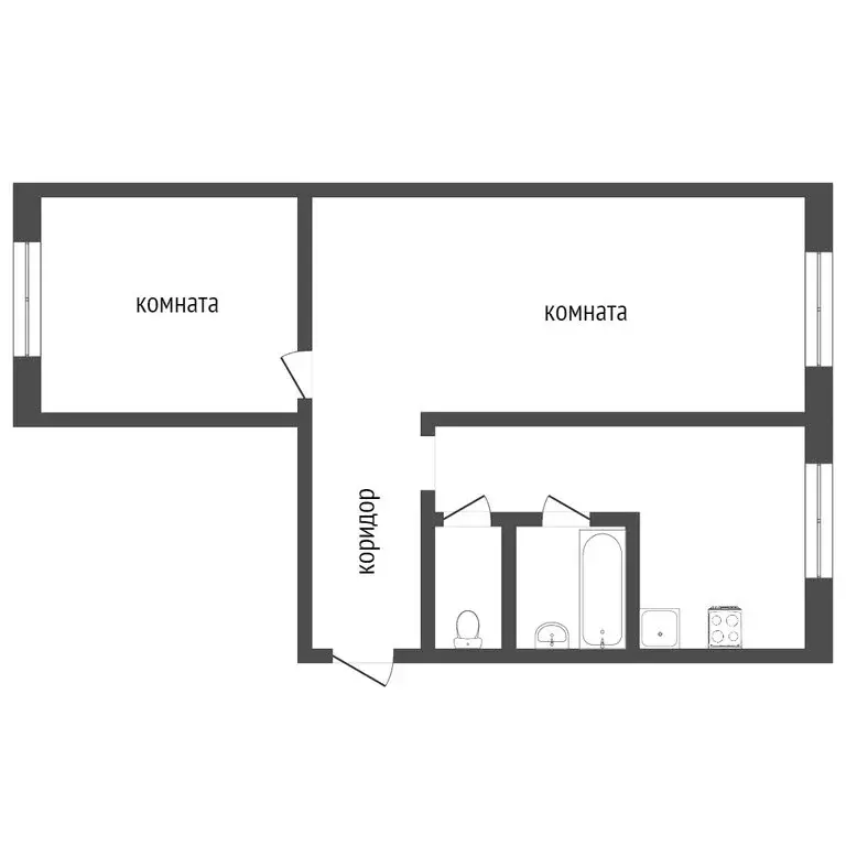 2-комнатная квартира: Тобольск, 4-й микрорайон, 1 (41.9 м) - Фото 1
