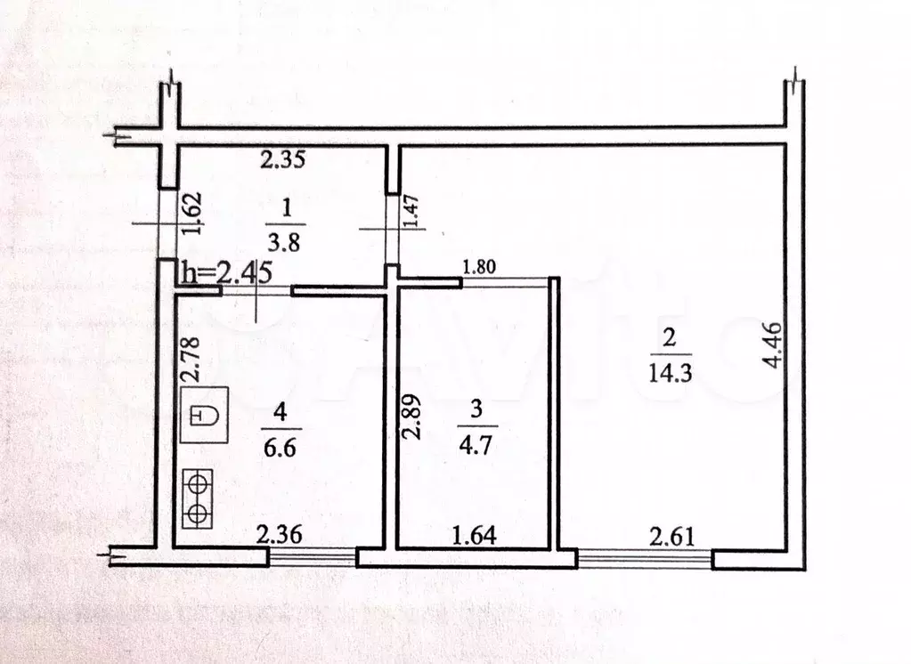 2-к. квартира, 29,4 м, 1/2 эт. - Фото 0