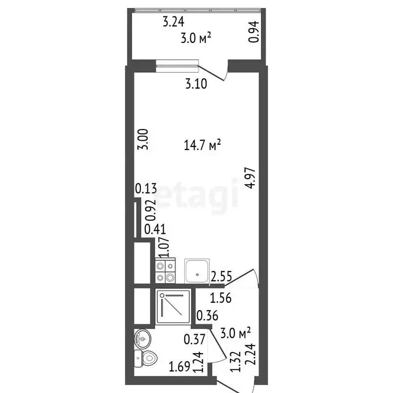 Квартира-студия: Санкт-Петербург, улица Оптиков, 37 (20.6 м) - Фото 1