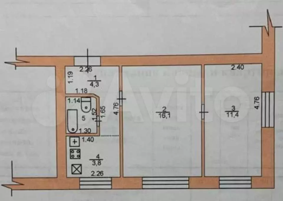 2-к. квартира, 37,7 м, 2/2 эт. - Фото 0