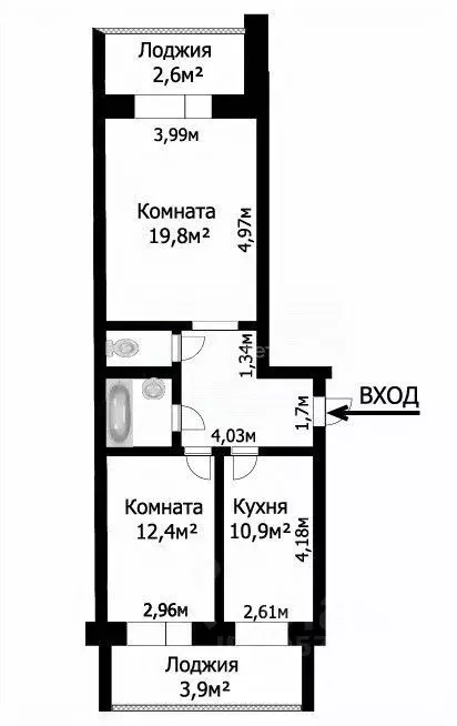 2-к кв. Томская область, Северск ул. Ленина, 132 (57.0 м) - Фото 2