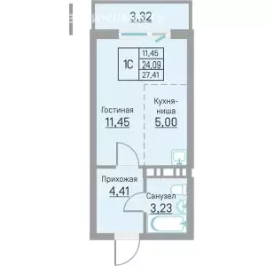 Квартира-студия: Пермь, Белозёрская улица, 26 (27.41 м) - Фото 1
