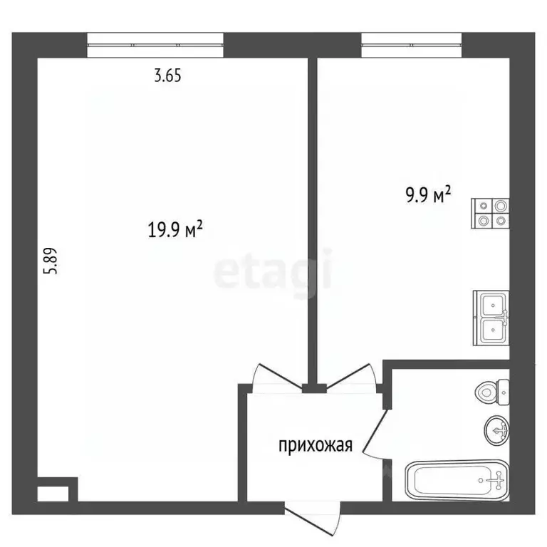 1-к кв. Москва просп. Мира, 188 (34.9 м) - Фото 2