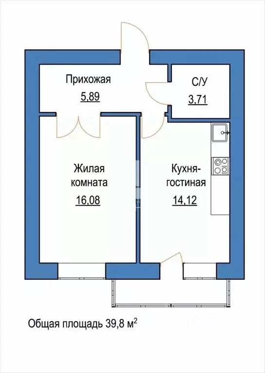1-к кв. Амурская область, Благовещенск Игнатьевское ш., 10/4 (39.8 м) - Фото 2