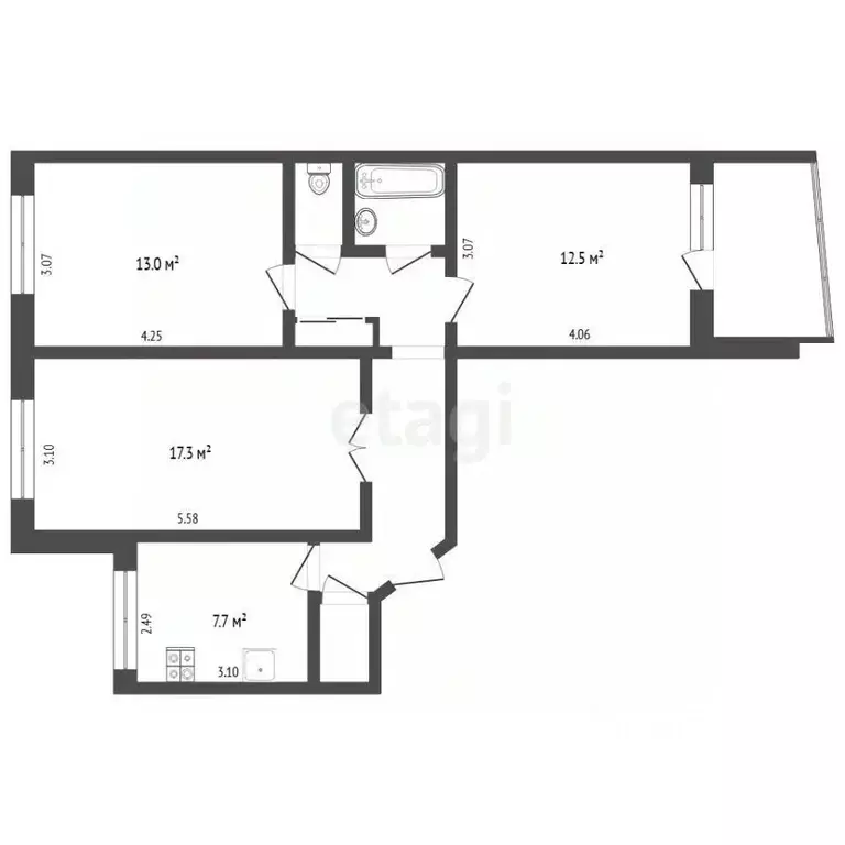 3-к кв. Тюменская область, Тюмень ул. Александра Логунова, 20 (64.8 м) - Фото 2