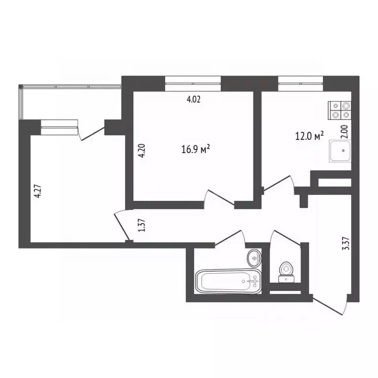 2-к кв. Тюменская область, Тюмень ул. Николая Ростовцева, 25 (58.3 м) - Фото 2