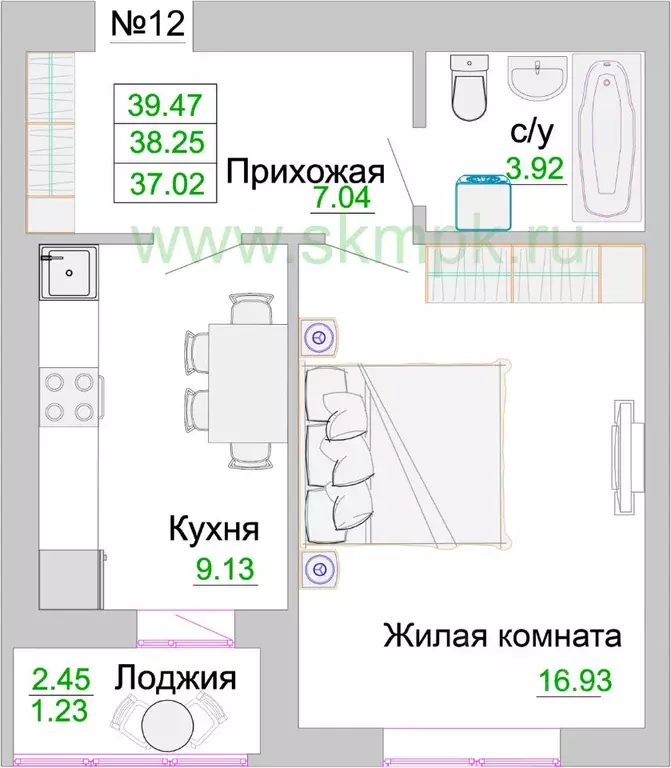 1-к кв. Калининградская область, Зеленоградск  (38.25 м) - Фото 0