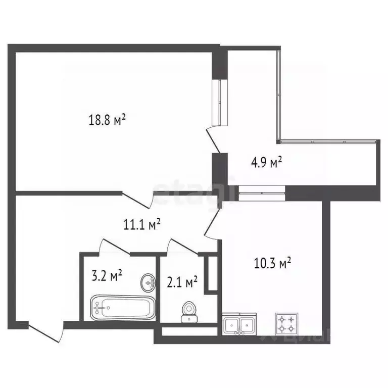 1-к кв. Санкт-Петербург Искровский просп., 22 (45.0 м) - Фото 1