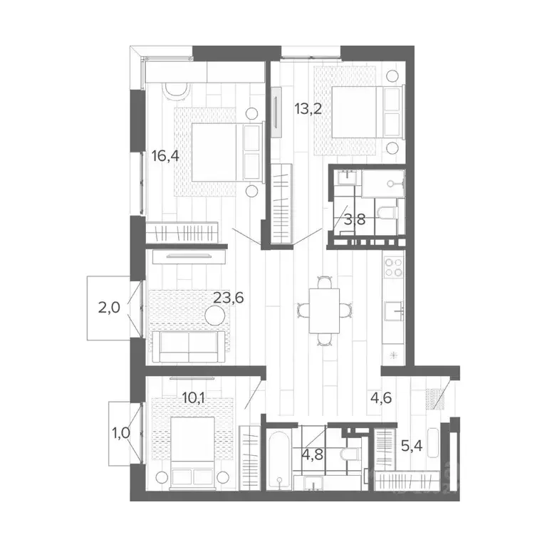 4-к кв. Алтайский край, Барнаул тракт Змеиногорский, 35Б (84.9 м) - Фото 0