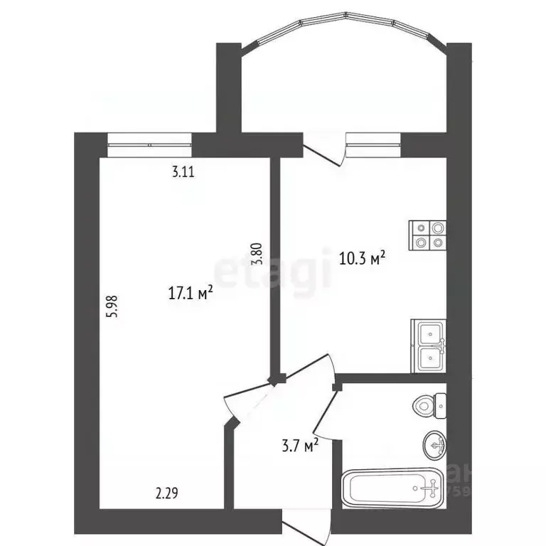 1-к кв. Ярославская область, Ярославский муниципальный округ, пос. ... - Фото 2