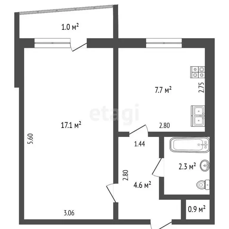 1-комнатная квартира: Тольятти, Московский проспект, 23 (28.5 м) - Фото 1