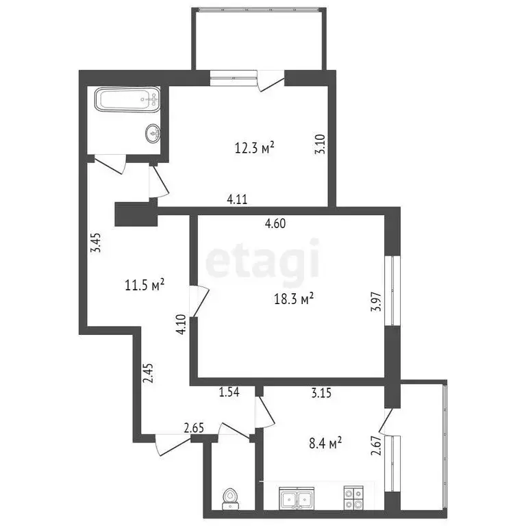 2-комнатная квартира: Симферополь, переулок Альпинистов, 8/5 (55 м) - Фото 0