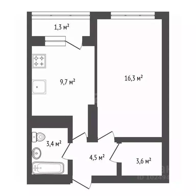 1-к кв. Башкортостан, Уфа Коммунистическая ул., 98/1 (36.9 м) - Фото 2