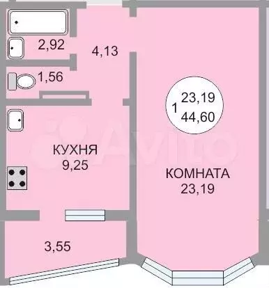 1-к. квартира, 40 м, 8/10 эт. - Фото 0